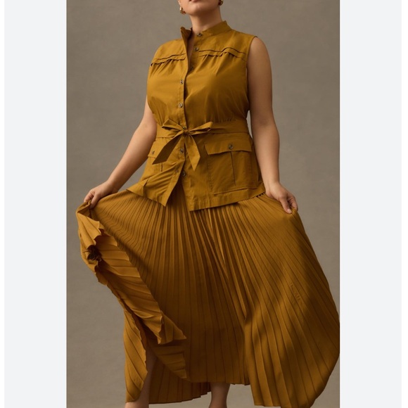 Anthropologie Vested Pleated Dress - Picture 3 of 12